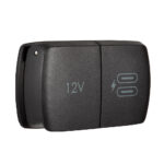 12V dual USB charging port, black.