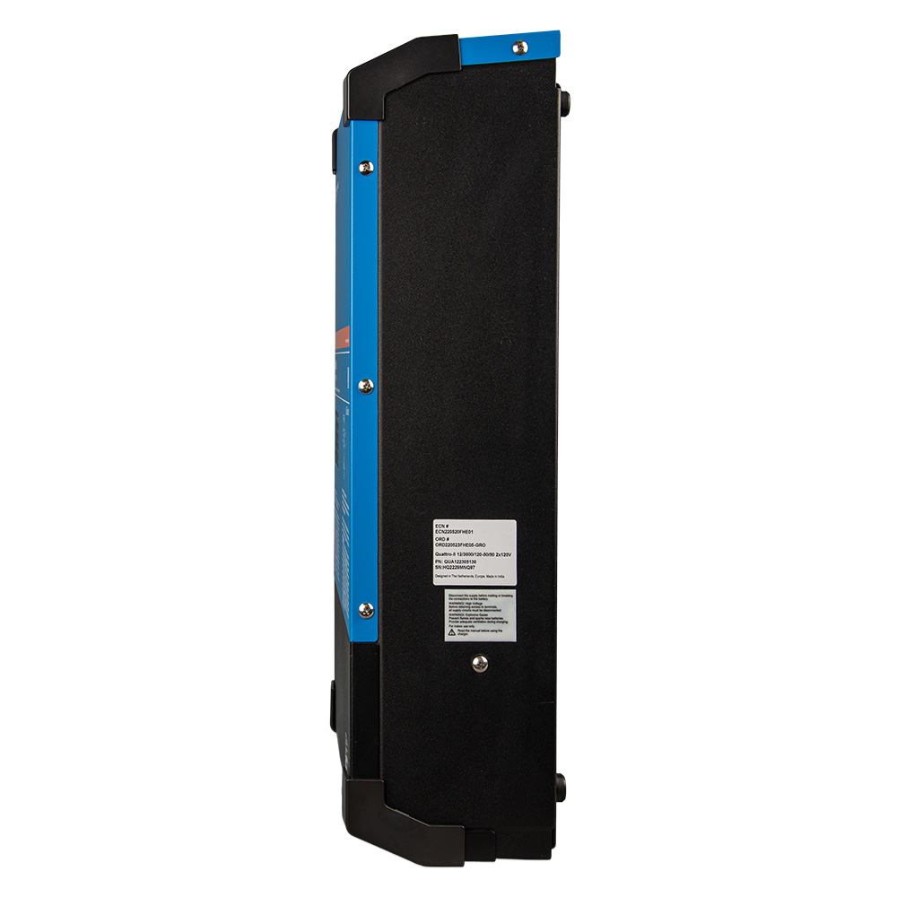 Side view of blue electronic device.