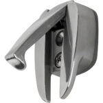 Chrome metal latching hook for sliding doors.