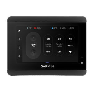 Garmin display showing temperature and light controls