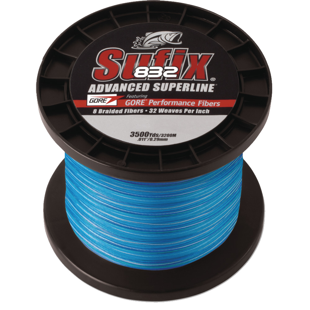 Sufix Advanced Superline blue fishing line spool