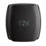 Black 12V battery cover with textured surface.