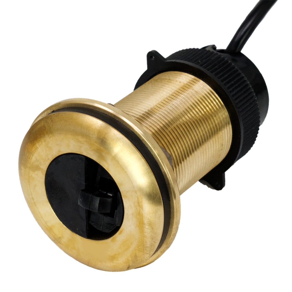 Bronze boat transducer for depth measurement.