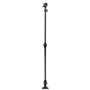 Camera on an extended monopod.