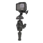 Action camera mounted on versatile clamp.