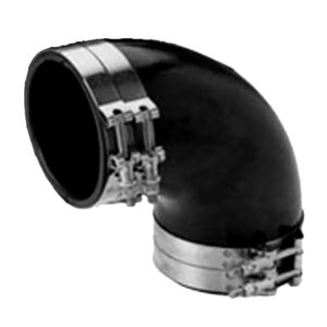 Elbow pipe connector with clamps
