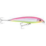 Colorful fishing lure with hooks on white background.