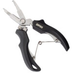 Fishing pliers with cutters and black handles