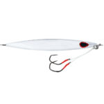 White fishing lure with dual hooks