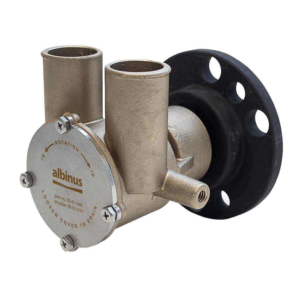 Albinus industrial brass pump with flange attachment.