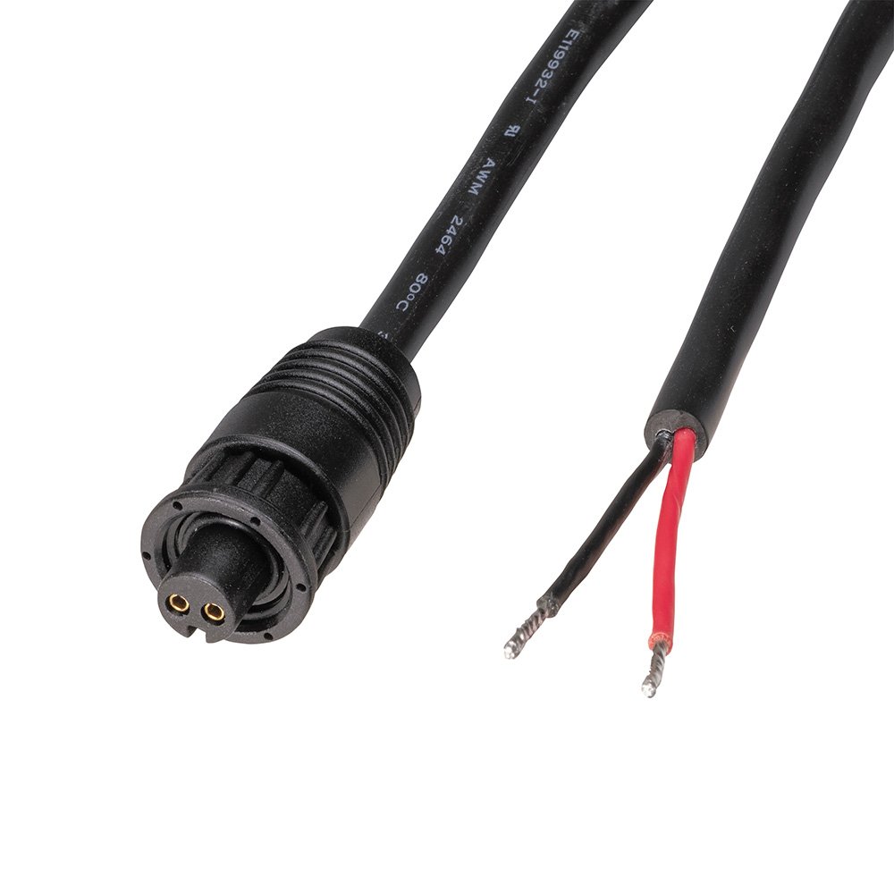 Black electrical cable with exposed wires