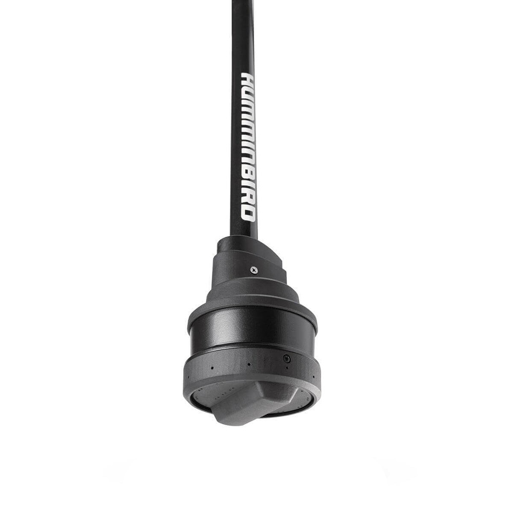 Humminbird fishfinder transducer with pole attachment.