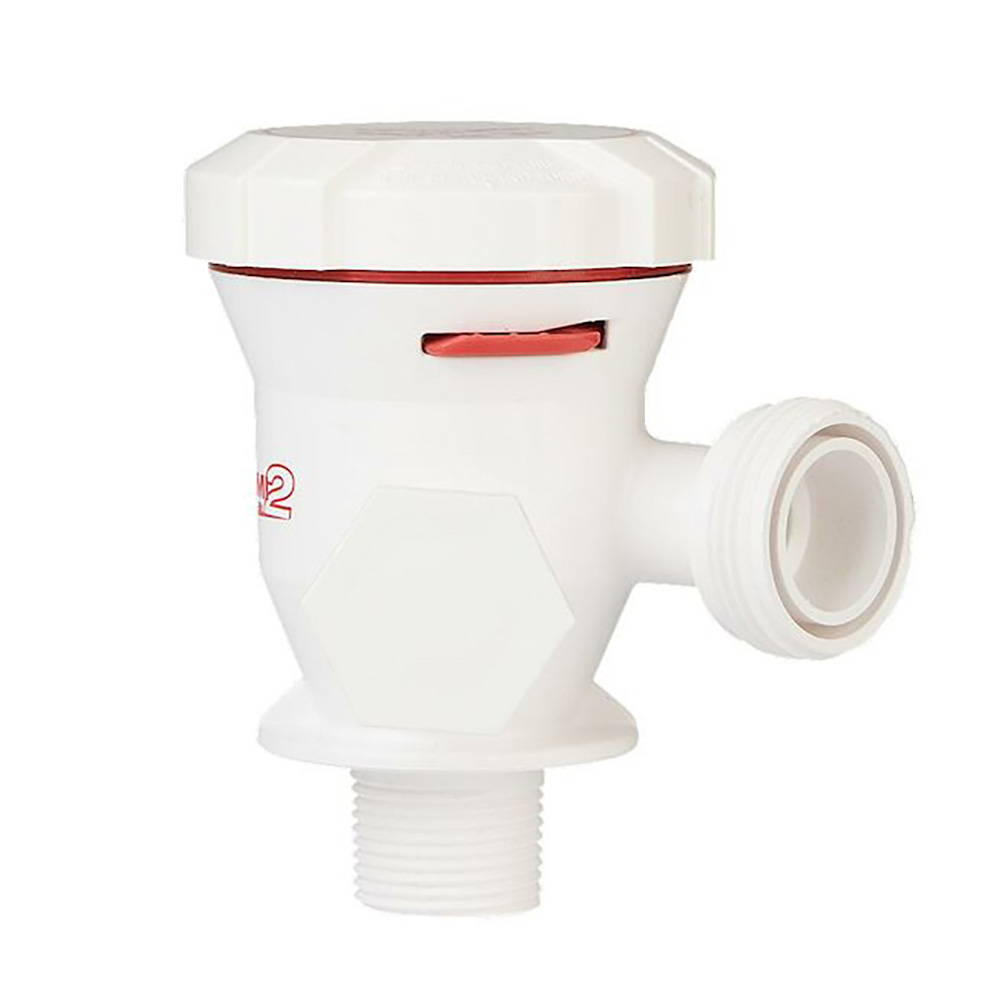 White plastic pressure relief valve with red accent