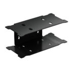 Black metal mounting bracket with holes for installation.