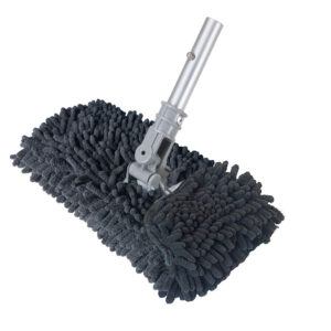 Gray chenille microfiber mop head with handle