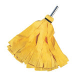 Yellow mop head with metal handle