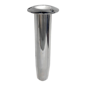 Stainless steel boat rod holder, marine hardware accessory.