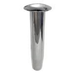 Polished stainless steel boat rod holder.