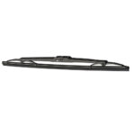Black windshield wiper blade isolated on white background.