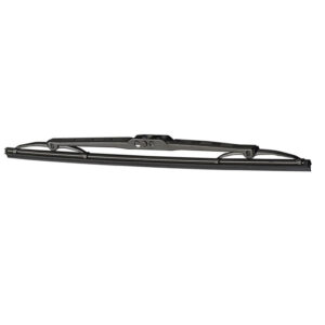 Black windshield wiper blade isolated on white background.