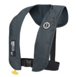 Gray inflatable life vest by Mustang Survival