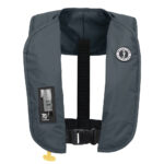 Inflatable life jacket with automatic inflation feature.