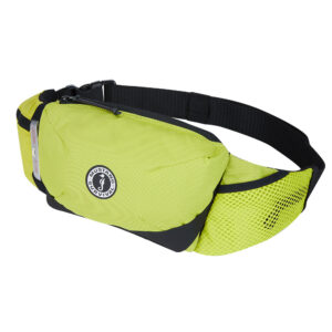 Bright yellow waist bag with Mustang Survival logo.