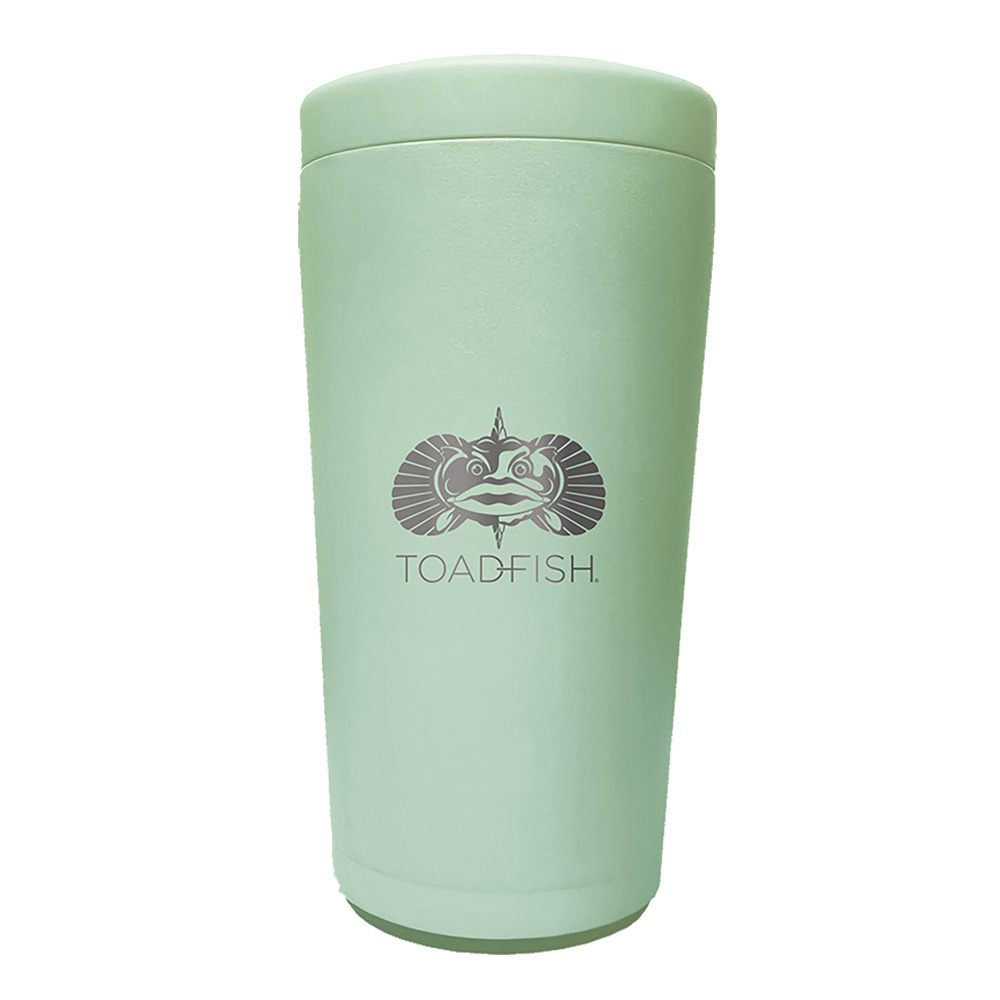 Green tumbler with Toadfish logo