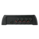 Black electronic device with multiple ports on back