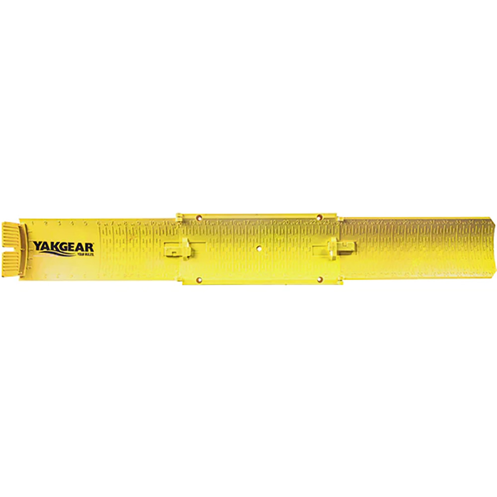 Yellow measuring board with YakGear logo.