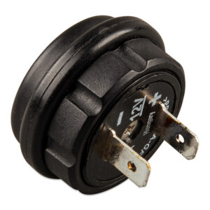 Close-up of black two-pin electrical connector