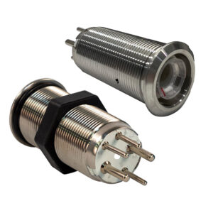 Metal button switch with threaded design.