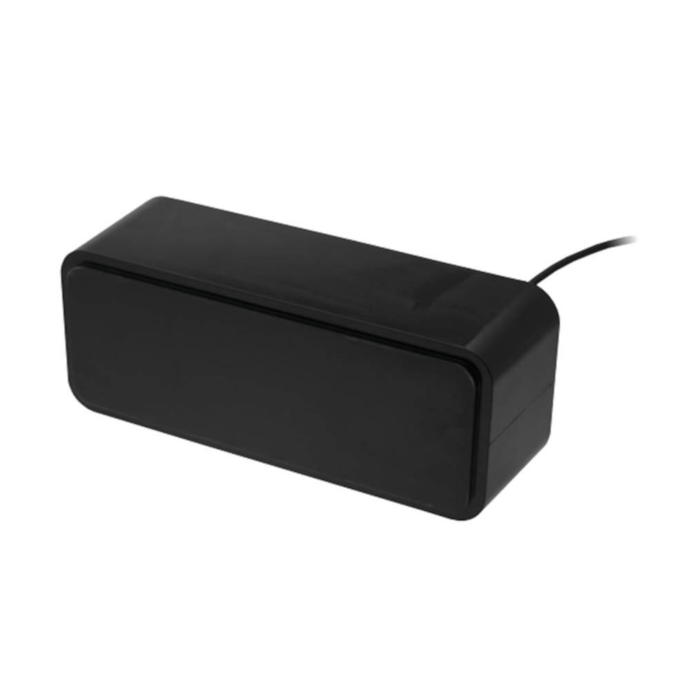 Black electronic rectangular device with cable