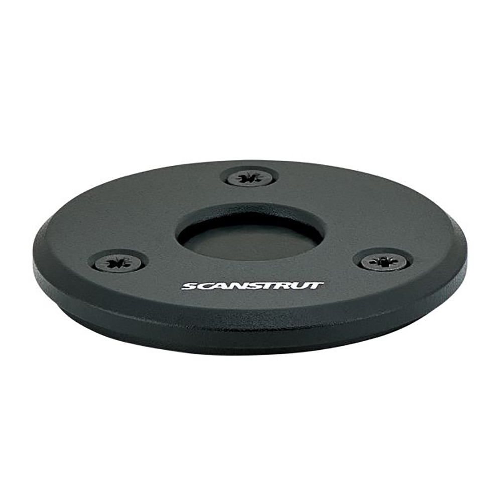 Black circular mounting base with three screw holes.