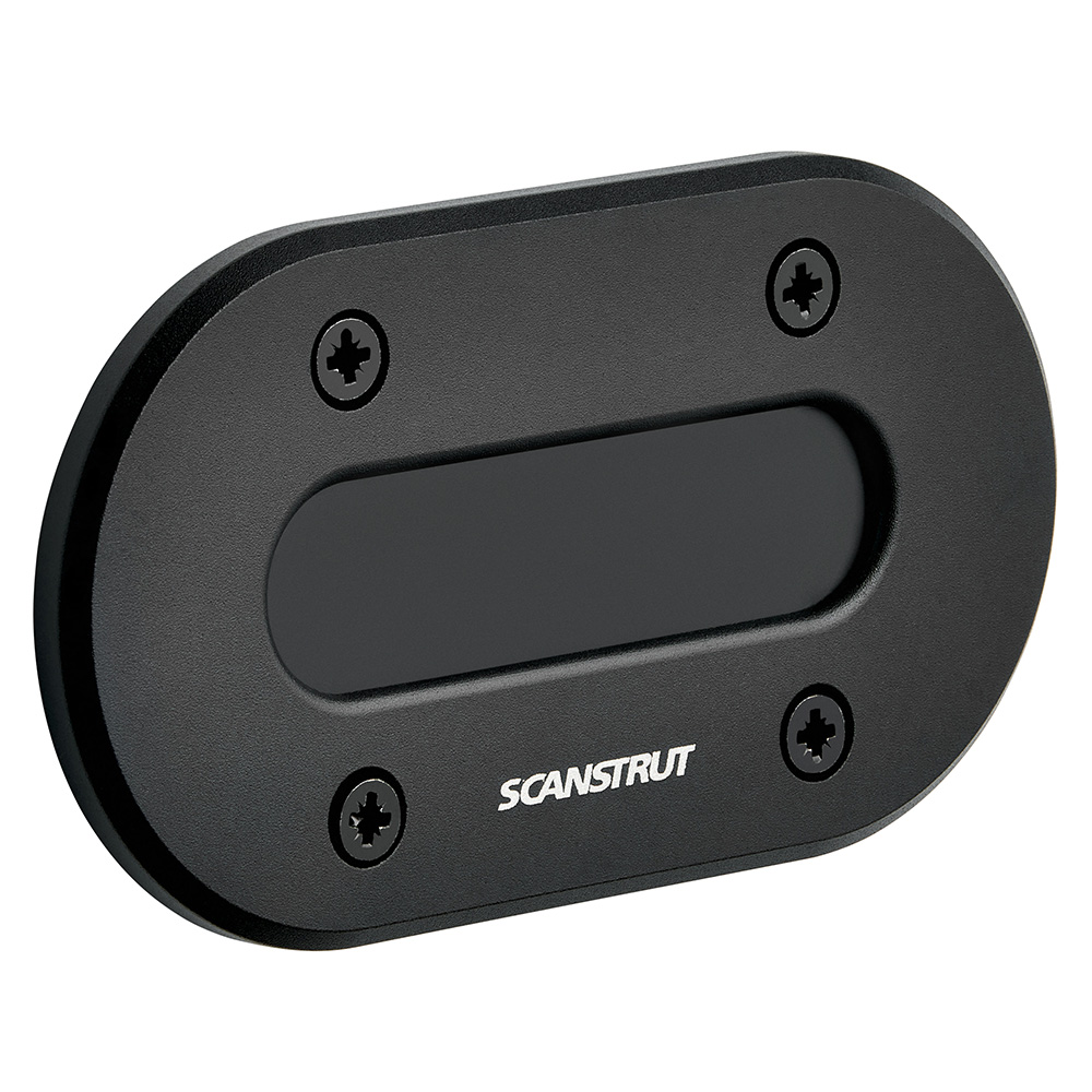 Black Scanstrut cable seal with logo and screws.