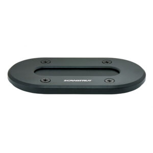 Black Scanstrut base plate with screws, oval shape.