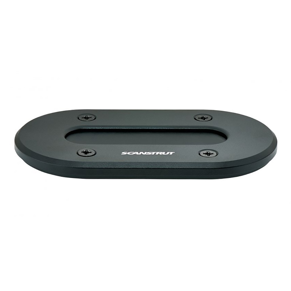 Black Scanstrut base plate with screws, oval shape.