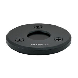 Black marine deck mount plate with screws