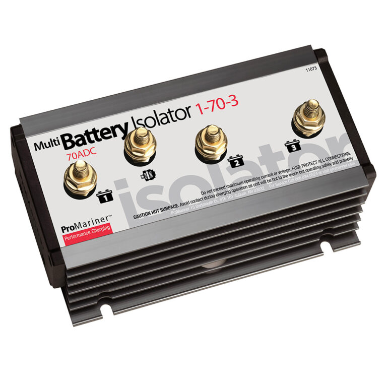 Multi battery isolator with terminals and labels