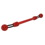 Red dog toy with ropes and textured ends