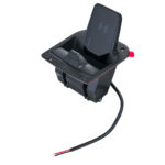 Wireless car charger with cable attached.