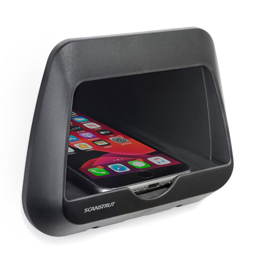 Smartphone in black waterproof holder.