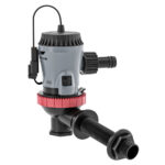 Modern water pump with red and black components