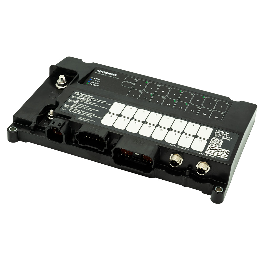 Vehicle electronic control module with connectors and labels.