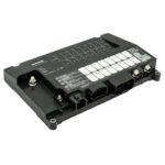 Black electronic control module with multiple connectors.