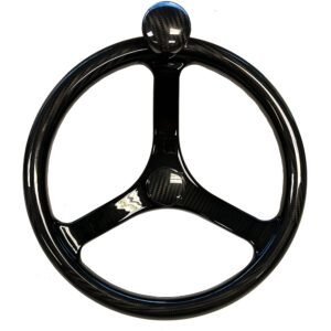 Carbon fiber steering wheel top view.
