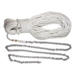 White anchor rope and chain for boating.