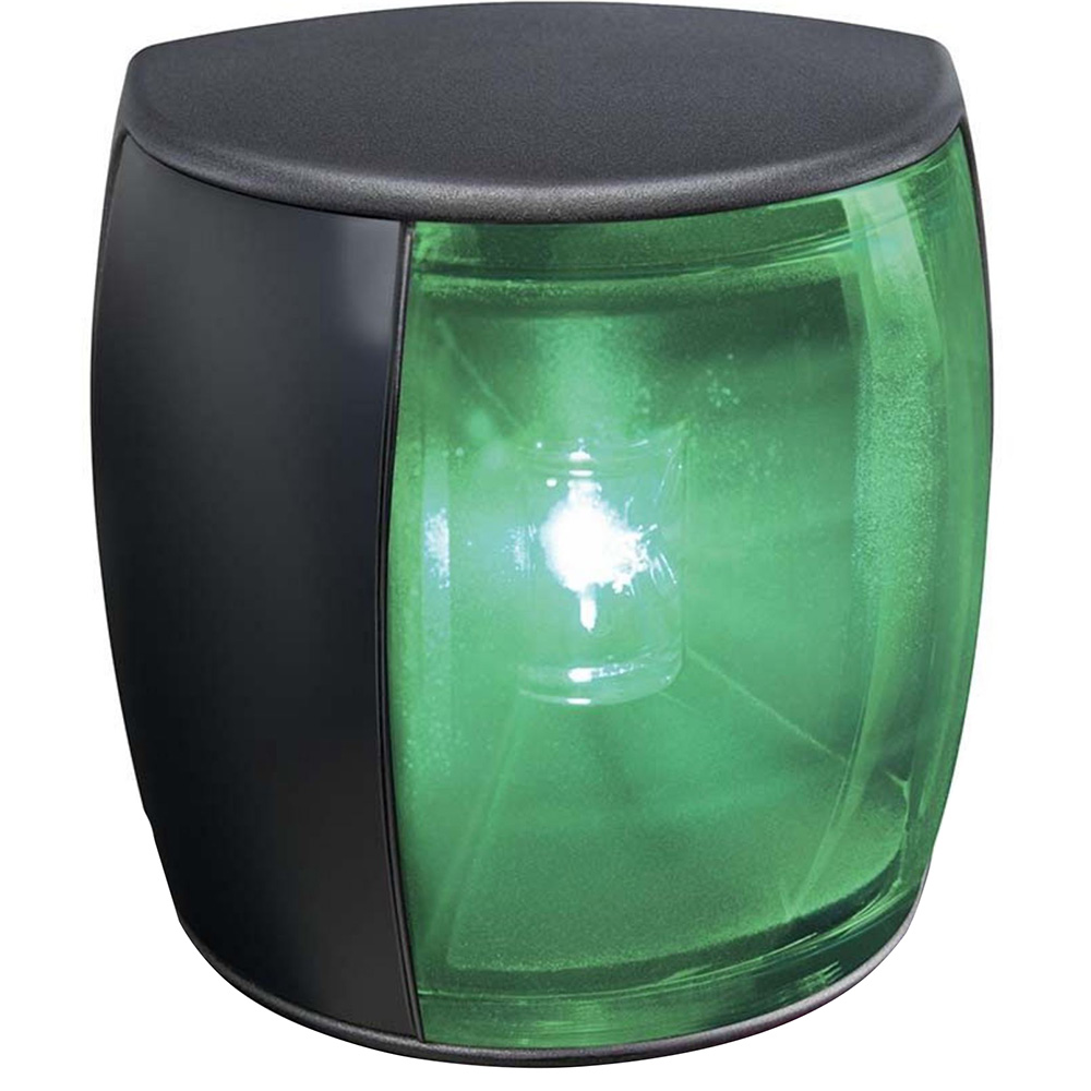 Green outdoor light with black housing