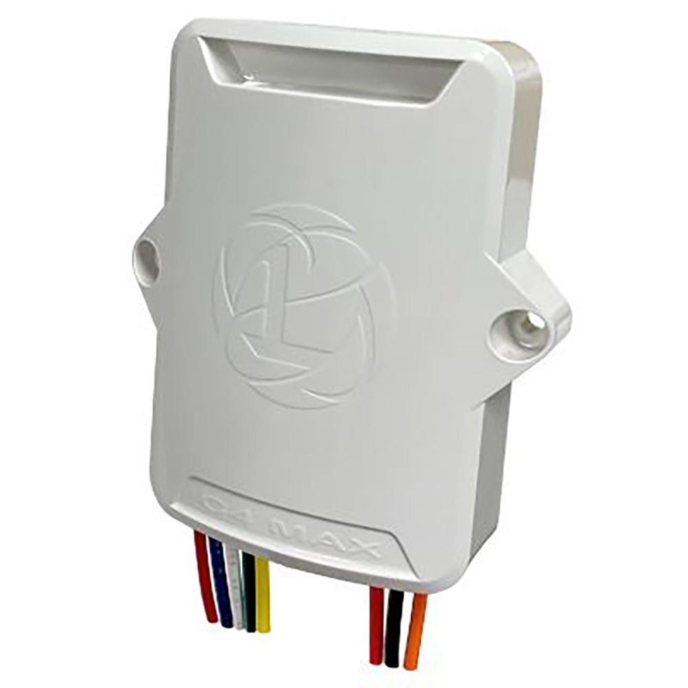 White electronic device with colorful wires protruding.