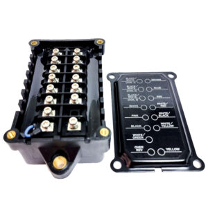 Engine motor wiring terminal block and diagram.